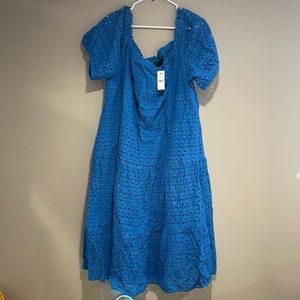 Lane Bryant Electric Blue Eyelet Tiered Dress-NWT Size 22